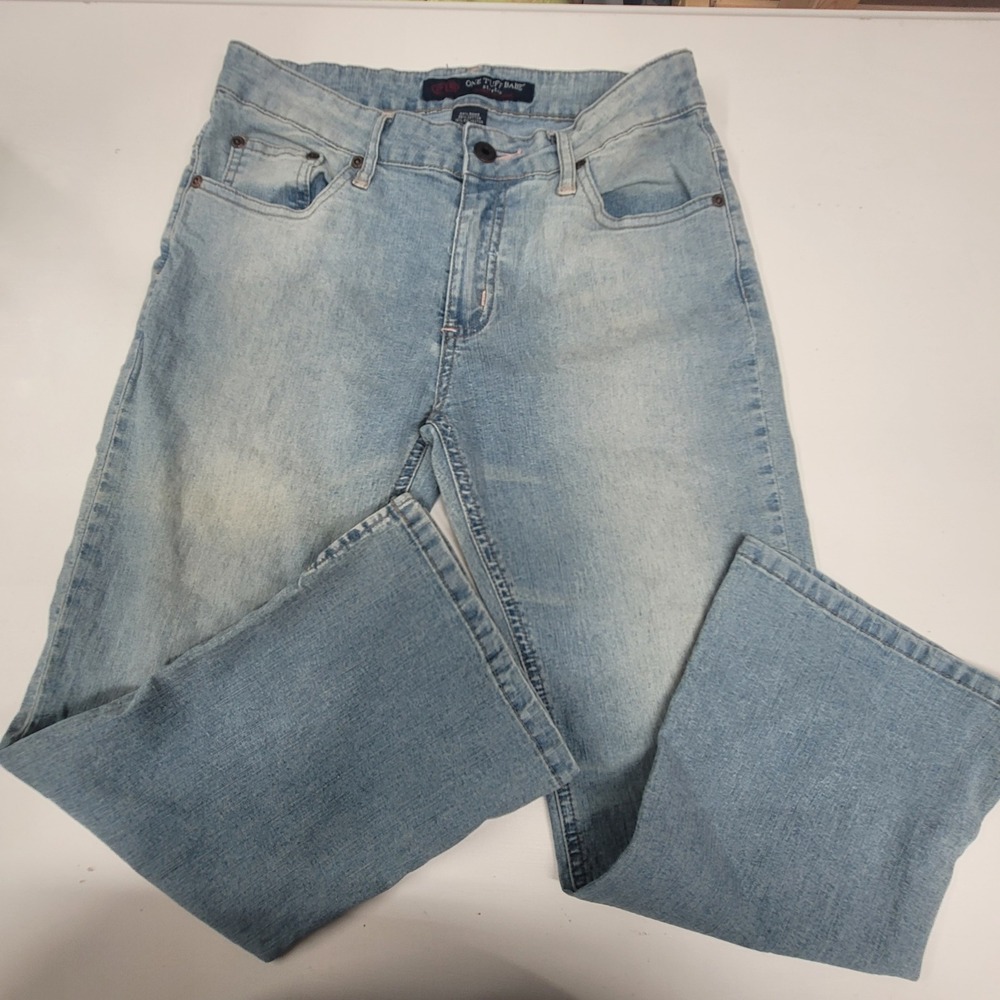 One Tuff‎ Babe Denim Jeans Girls Size 7/8 Bootcut Light Wash Stretch